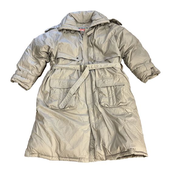 Long Duck Down Coat Parka Overcoat Unisex Men L / W XL 112 Vintage Natur Daunen - Picture 1 of 16